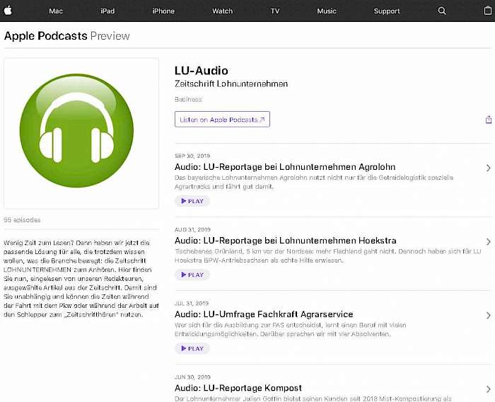 LU-Audio bei den Apple Podcasts