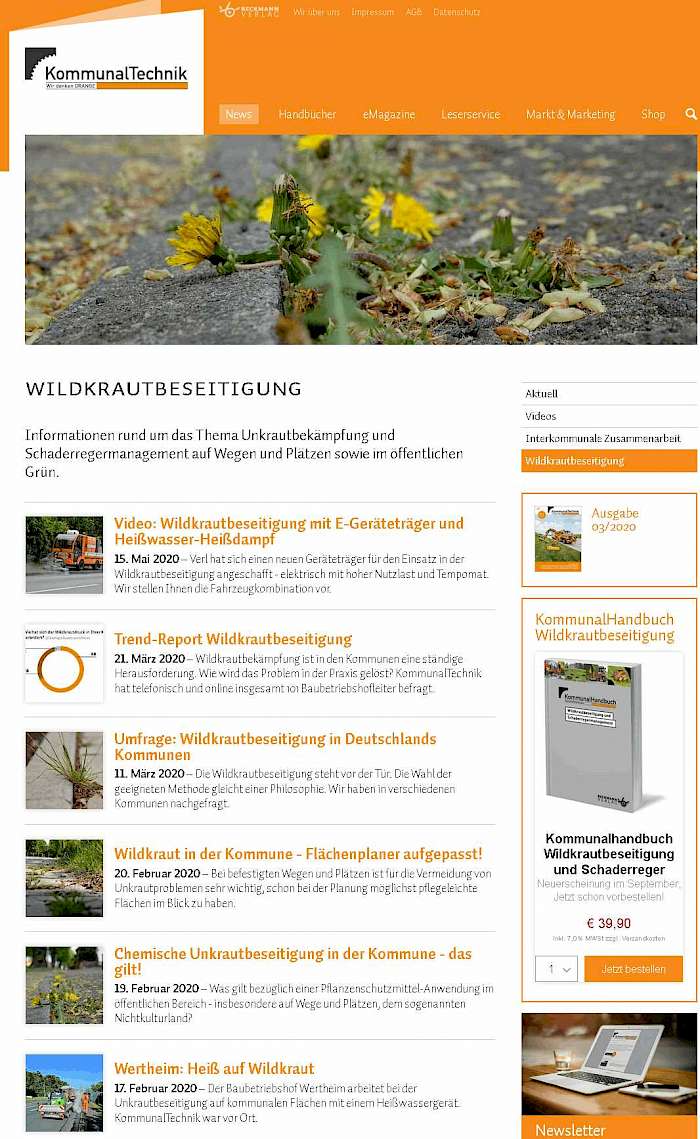 Internetseite wildkraut.kommunaltechnik.net