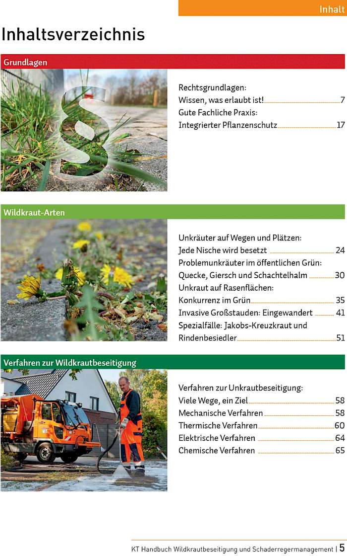 Inhaltsverzeichnis des neuen KommunalHandbuchs Wildkraut, Seite 1