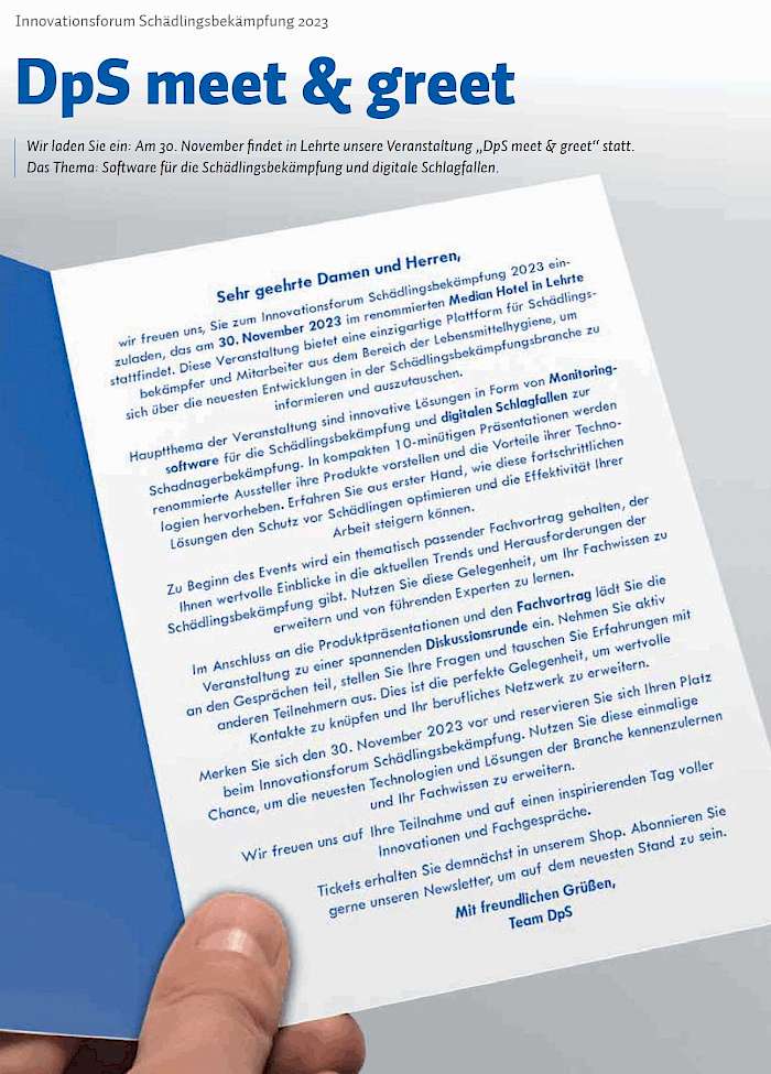 Ankündigung von DpS meet & greet in der Juli/August-Ausgabe von DpS