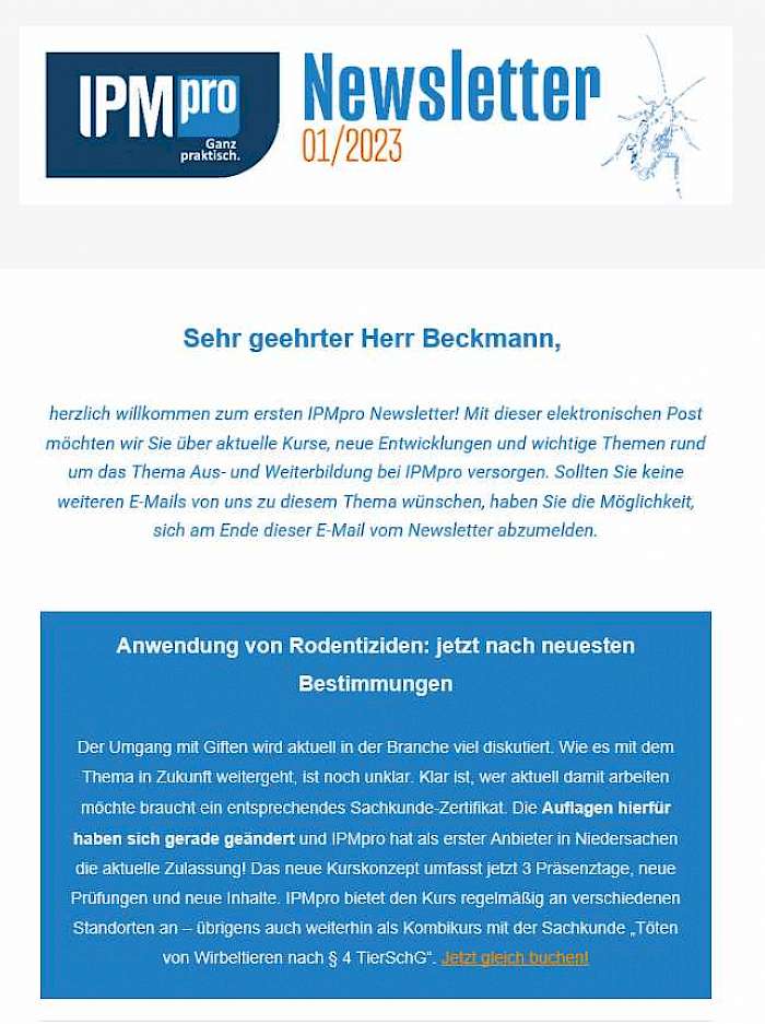 Der erste IPMpro-Newsletter