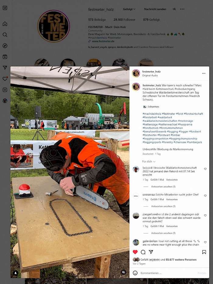 Rekord-Reel auf Instagram von FESTMETER vom 24.4.2024