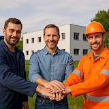 Dall-E Bild über die Partnerschaft des Beckmann Verlages mit Lohnunternehmern, Kommunen und Schädlingsgbekämpfern